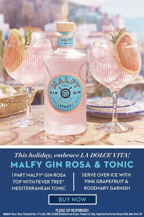 Malfy Gin Rosa Tonic Birthday Cocktails Gin Recipes Rose Flavored