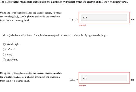 Solved Using the Rydberg formula for the Balmer series, | Chegg.com