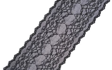 Black Stretch Lace Fabric Wide Floral Lingerie Lace Trim Etsy