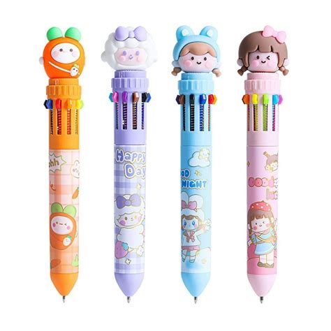 2Pcs Multicolor 10 Color Ballpoint Pen Multicolored Pen Stationery