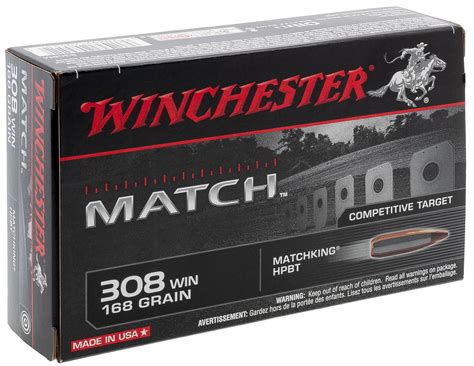 Патроны 308 Win Winchester Match Hpbt 10 9 168grs 20шт цена 740 руб в интернет магазине в