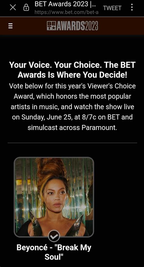 ზeyoncé Related fan account on Twitter Have you voted for BREAK MY