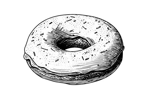 Premium Vector Tasty Donut Engraving Style Hand Drawn Ink Sketch Vector Illustration