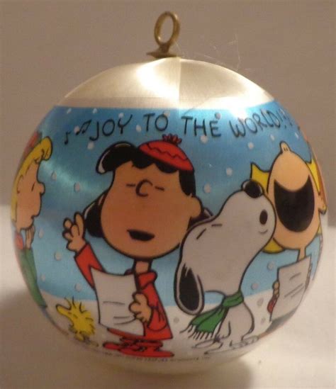 1978 Vintage Hallmark Ornament Peanuts Gang Satin Ball Christmas Joy To