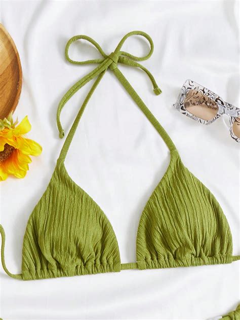 SHEIN SHEIN Swim Basics Top bikini triángulo halter Moda de Mujer SHEIN México