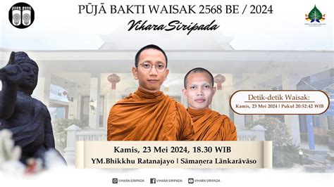 Pūjā Bakti Trisuci Waisak 2568 TB 2024 Vihāra Siripada YouTube