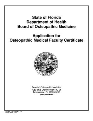 Fillable Online State Of Florida Department Of Health Board Of