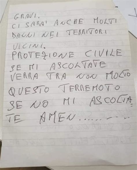 Veggente Scrive Lettera Alla Protezione Civile Ci Sar Un Terremoto