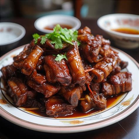 Premium Ai Image A Plate Of Braised Pork Feet