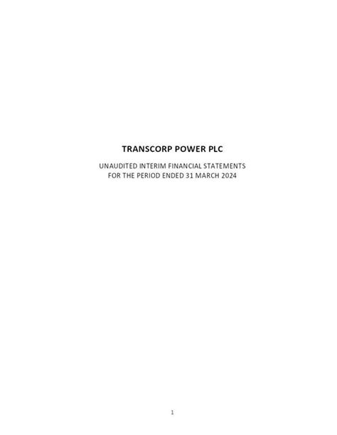 Transcorp Power Plc Tpower Ng Q Interim Report