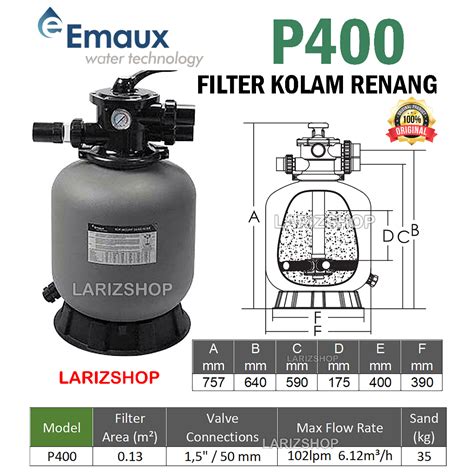 Jual FILTER KOLAM RENANG EMAUX P400 V400 ORIGINAL SAND FILTER