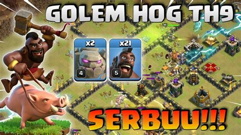 Best Th 9 Goho Attack Strategy Golem Hog War Strategy Best Th9 War Attack Coc Indonesia