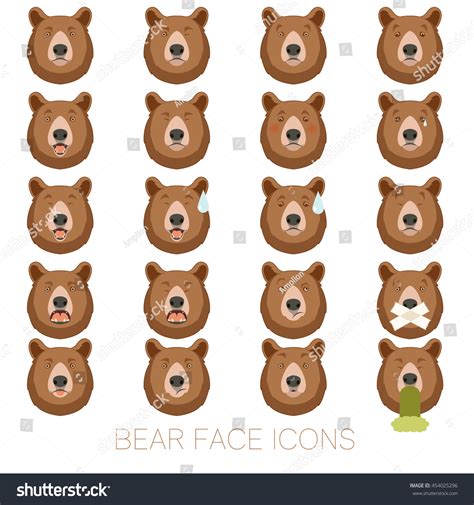 Set Bear Face Icons Stock Vector (Royalty Free) 454025296