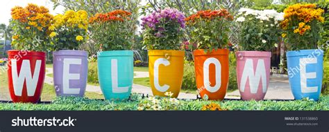 Welcome Sign Flower Pot Stock Photo 131538860 Shutterstock