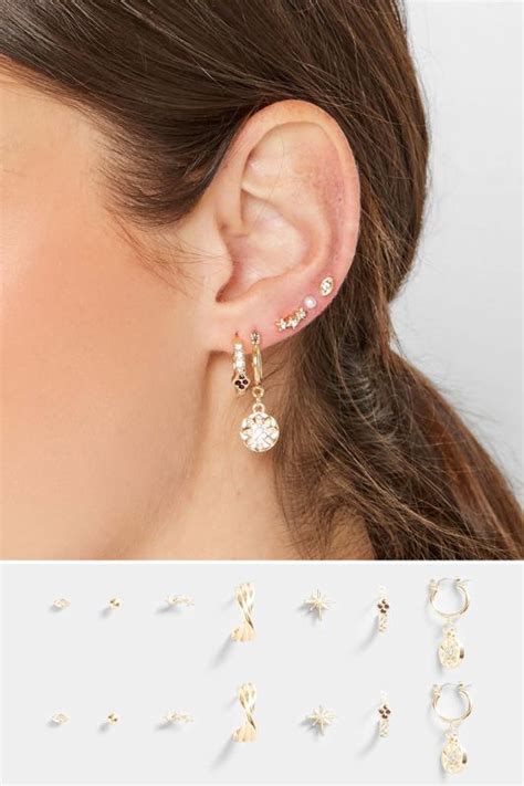 Pack Gold Heart Hoop Earrings Set Yours Clothing