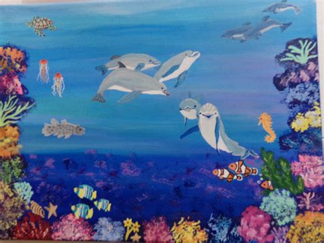 Dolphins in a Coral Reef - Etsy UK