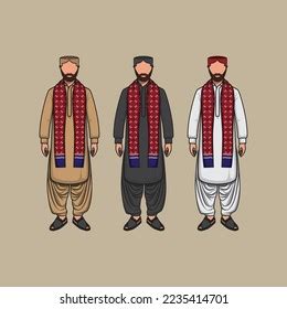 Sindhi Traditional Dress Shalwar Kameez Ajrak Stock Vector (Royalty ...