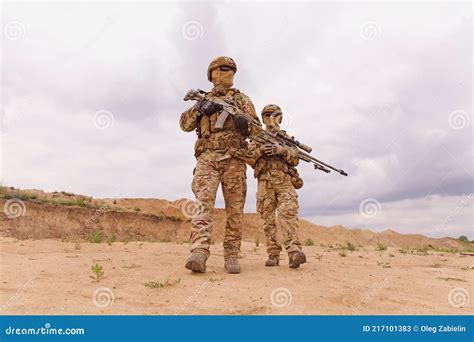 Two Special Forces Rangers during the Military Operation Stock Image