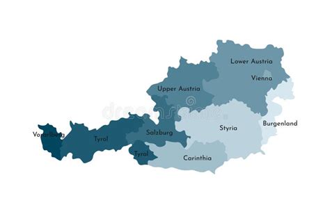 Kaart Van Oostenrijk Met Grenzen Van Steden Vectorillustratie Vector
