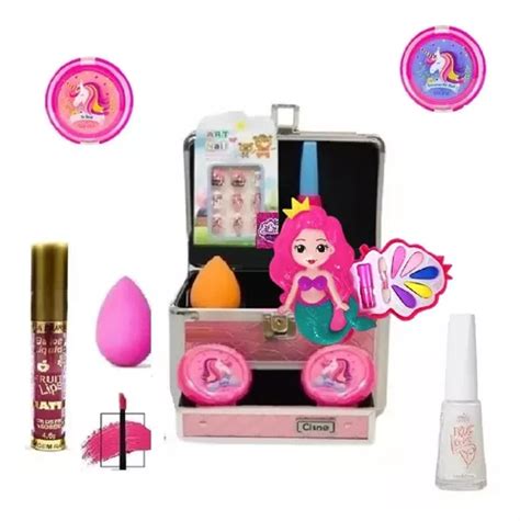 Maleta Kit Maquiagem Teen Infantil Sombras Espelho Esponja