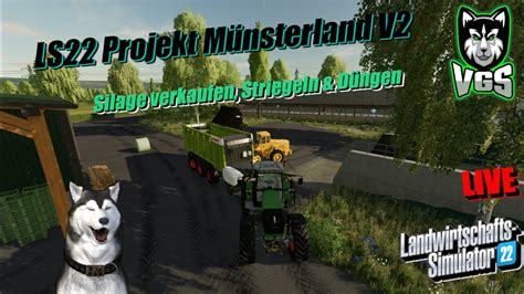 LS22 Projekt Münsterland V2 Silage verkaufen Striegeln Dünger