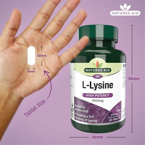 Natures Aid L Lysine 1000mg High Potency Essential Amino Acid Vegan X