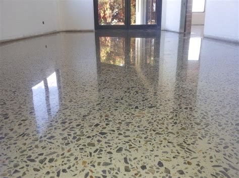 Interior Design Cream Color Polished Concrete Floor Feat Black Gravel