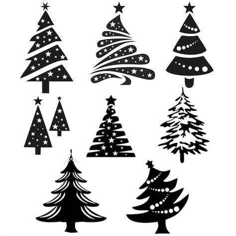 Premium Vector Christmas Trees Black Silhouettes Vector Illustration