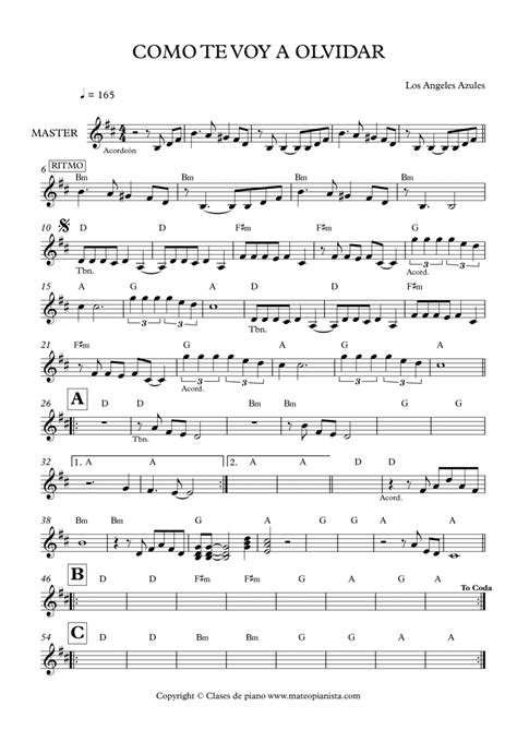 Como Te Voy A Olvidar By Various Easy Piano Digital Sheet Music