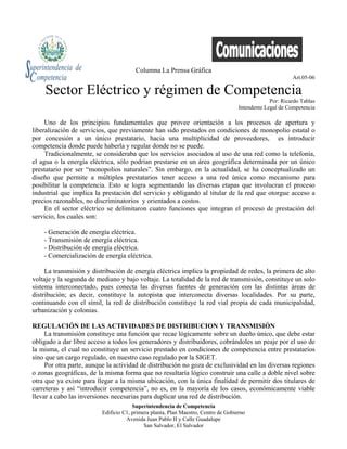 Sector Eléctrico y régimen de Competencia Art 05 06 PDF