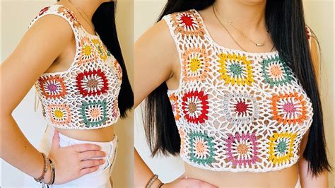 Blusa O Top A Crochet Con Granny Squares Tutorial Youtube