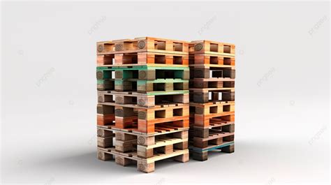 3d Rendering Of Stacked Pallets Against A White Background Crate