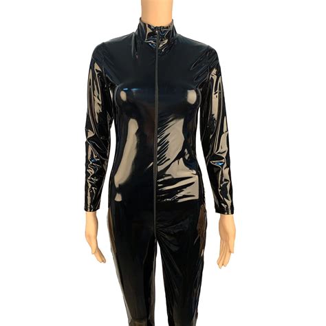 Catsuit Costumes Femme S 5xl Justaucorps Wet Look Zip Ouvert U