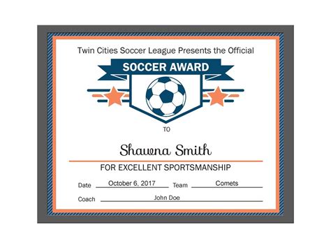 Soccer Coach Award Certificate Template | Qualads