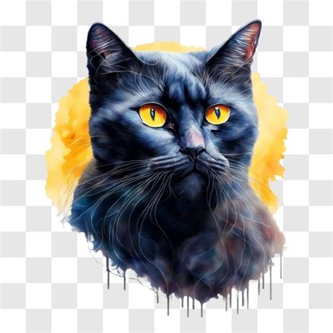 Baixe Pintura Abstrata De Um Gato Preto Olhos Amarelos Pngs