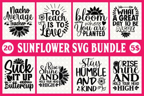 Sunflower Svg Bundle Cut File Graphic By T Shirt World · Creative Fabrica