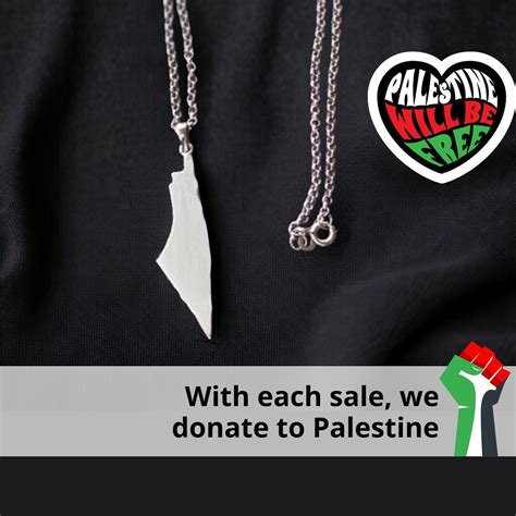 Palestine Map Outline Necklace Free Gaza Support Protest Solidarity