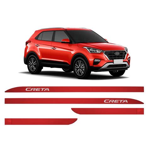 Jogo Friso Lateral Porta Slim Hyundai Creta Vermelho Chilli Submarino