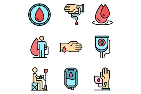 Blood Transfusion Icons Vector Flat Graphic By Ylivdesign Creative