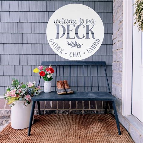 Welcome To Our Deck Metal Porch Sign Outdoor Sign Front Etsy