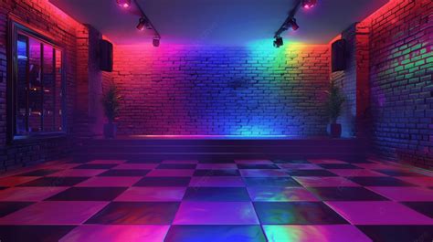 Color Music At Disco Dance Floor In Club Interior Of Room With