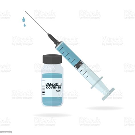 Vaccin Fles En Spuit Symbool Coronavirus Covid19 Vaccin Concept