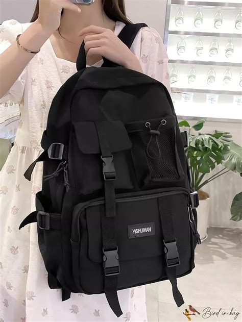 BirdinBag Functional Backpack With Letter Patch And Release Buckle