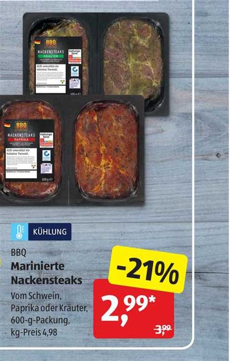 Bbq Marinierte Nackensteaks Angebot Bei Aldi Sud