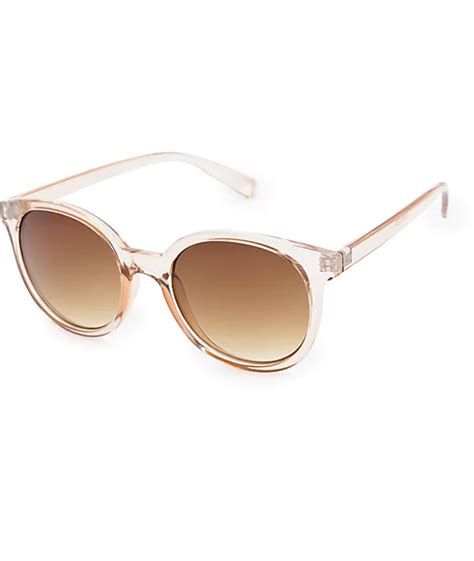 Crystal Tan Round Sunglasses