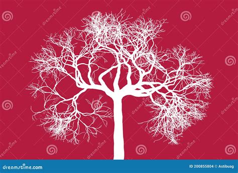 Winter Tree Silhouette On White Background Leafless Tree Stock Vector