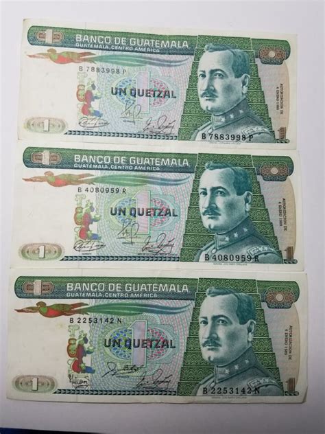 Banknote Guatemala Quetzal Banknote Set Notes Serial B P