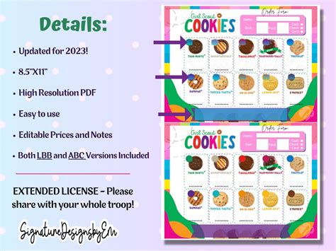 2023 Girl Scout Cookie Order Form LBB And ABC Form For Etsy