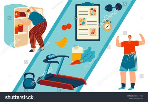 Vektor Stok Healthy Lifestyle Concept Vector Illustration Cartoon