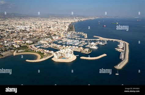 Aerial Drone Scenery Yacht Marina Drone View From Above Limassol